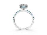 White gold Asscher Cut Diamond Pave Band Solitaire Ring with Round with Blue Topaz side stone and Prong Setting_27