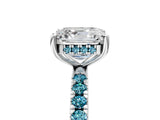 White gold Asscher Cut Diamond Pave Band Solitaire Ring with Round with Blue Topaz side stone and Prong Setting_29