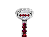White gold Asscher Cut Diamond Pave Band Solitaire Ring with Round with Garnet side stone and Prong Setting_41