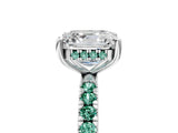 White gold Asscher Cut Diamond Pave Band Solitaire Ring with Round with Green Sapphire side stone and Prong Setting_29