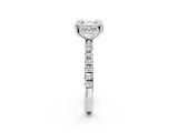White gold Asscher Cut Diamond Pave Band Solitaire Ring with Round with Moissanite side stone and Prong Setting_38