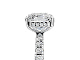 White gold Asscher Cut Diamond Pave Band Solitaire Ring with Round with Moissanite side stone and Prong Setting_47