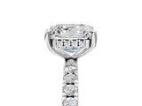 White gold Asscher Cut Diamond Pave Band Solitaire Ring with Round with Moissanite side stone and Prong Setting_53