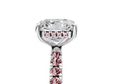 White gold Asscher Cut Diamond Pave Band Solitaire Ring with Round with Morganite side stone and Prong Setting_17
