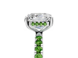 White gold Asscher Cut Diamond Pave Band Solitaire Ring with Round with Peridot side stone and Prong Setting_17