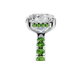 White gold Asscher Cut Diamond Pave Band Solitaire Ring with Round with Peridot side stone and Prong Setting_23