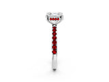 White gold Asscher Cut Diamond Pave Band Solitaire Ring with Round with Ruby side stone and Prong Setting_62