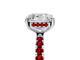 White gold Asscher Cut Diamond Pave Band Solitaire Ring with Round with Ruby side stone and Prong Setting_65