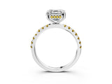 White gold Asscher Cut Diamond Pave Band Solitaire Ring with Round with Yellow Sapphire side stone and Prong Setting_27