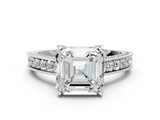 White gold Asscher Cut Diamond Pave Band with Four-Prong Setting_23