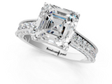 White gold Asscher Cut Diamond Pave Band with Four-Prong Setting_25