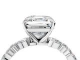 White gold Asscher Cut Diamond Ring with Marquise and Round  Side Stones and Four-Prong Setting_62