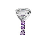 White gold Asscher Cut Diamond Ring with Marquise and Round with Amethyst side stone Side Stones and Four-Prong Setting_17