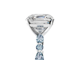 White gold Asscher Cut Diamond Ring with Marquise and Round with Aquamarine side stone Side Stones and Four-Prong Setting_17
