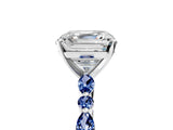White gold Asscher Cut Diamond Ring with Marquise and Round with Blue Sapphire side stone Side Stones and Four-Prong Setting_41