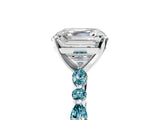 White gold Asscher Cut Diamond Ring with Marquise and Round with Blue Topaz side stone Side Stones and Four-Prong Setting_41