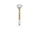White gold Asscher Cut Diamond Ring with Marquise and Round with Citrine side stone Side Stones and Four-Prong Setting_14