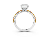 White gold Asscher Cut Diamond Ring with Marquise and Round with Citrine side stone Side Stones and Four-Prong Setting_15