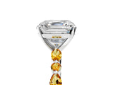 White gold Asscher Cut Diamond Ring with Marquise and Round with Citrine side stone Side Stones and Four-Prong Setting_17