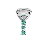 White gold Asscher Cut Diamond Ring with Marquise and Round with Green Sapphire side stone Side Stones and Four-Prong Setting_17