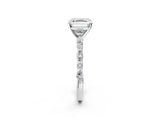 White gold Asscher Cut Diamond Ring with Marquise and Round with Moissanite side stone Side Stones and Four-Prong Setting_38