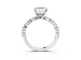 White gold Asscher Cut Diamond Ring with Marquise and Round with Moissanite side stone Side Stones and Four-Prong Setting_39