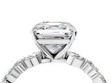 White gold Asscher Cut Diamond Ring with Marquise and Round with Moissanite side stone Side Stones and Four-Prong Setting_52