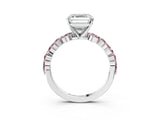 White gold Asscher Cut Diamond Ring with Marquise and Round with Morganite side stone Side Stones and Four-Prong Setting_15
