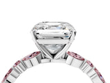 White gold Asscher Cut Diamond Ring with Marquise and Round with Morganite side stone Side Stones and Four-Prong Setting_16