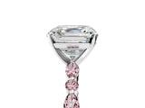White gold Asscher Cut Diamond Ring with Marquise and Round with Morganite side stone Side Stones and Four-Prong Setting_17