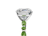 White gold Asscher Cut Diamond Ring with Marquise and Round with Peridot side stone Side Stones and Four-Prong Setting_5