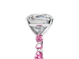 White gold Asscher Cut Diamond Ring with Marquise and Round with Pink Sapphire side stone Side Stones and Four-Prong Setting_17