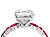 White gold Asscher Cut Diamond Ring with Marquise and Round with Ruby side stone Side Stones and Four-Prong Setting_40