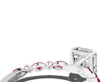 White gold Asscher Cut Diamond Ring with Marquise and Round with Ruby side stone Side Stones and Four-Prong Setting_48