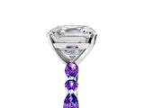 White gold Asscher Cut Diamond Ring with Marquise and Round with Tanzanite side stone Side Stones and Four-Prong Setting_5