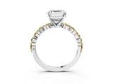 White gold Asscher Cut Diamond Ring with Marquise and Round with Yellow Sapphire side stone Side Stones and Four-Prong Setting_27