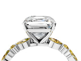 White gold Asscher Cut Diamond Ring with Marquise and Round with Yellow Sapphire side stone Side Stones and Four-Prong Setting_28