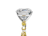 White gold Asscher Cut Diamond Ring with Marquise and Round with Yellow Sapphire side stone Side Stones and Four-Prong Setting_29