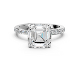 White gold Asscher Cut Diamond Ring with Pavé Band and Four-Prong Setting_29