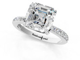 White gold Asscher Cut Diamond Ring with Pavé Band and Four-Prong Setting_30