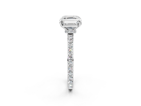 White gold Asscher Cut Diamond Ring with Pavé Band and Four-Prong Setting_31