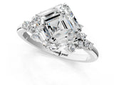 White gold Asscher Cut Diamond Ring with Side Stones and Four-Prong Setting_65