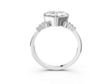 White gold Asscher Cut Diamond Ring with Side Stones and Four-Prong Setting_67