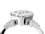 White gold Asscher Cut Diamond Ring with Side Stones and Four-Prong Setting_67