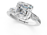 White gold Asscher Cut Diamond Ring with Tapered Baguette Side Stones in Four-Prong Setting_4