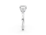 White gold Asscher Cut Diamond Ring with Tapered Baguette Side Stones in Four-Prong Setting_5