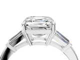 White gold Asscher Cut Diamond Ring with Tapered Baguette Side Stones in Four-Prong Setting_7
