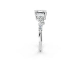 White gold Asscher Cut Diamond Scattered Round Accent Ring with Prong Setting_20