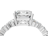 White gold Asscher Cut Diamond Scattered Round Accent Ring with Prong Setting_22