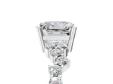 White gold Asscher Cut Diamond Scattered Round Accent Ring with Prong Setting_23